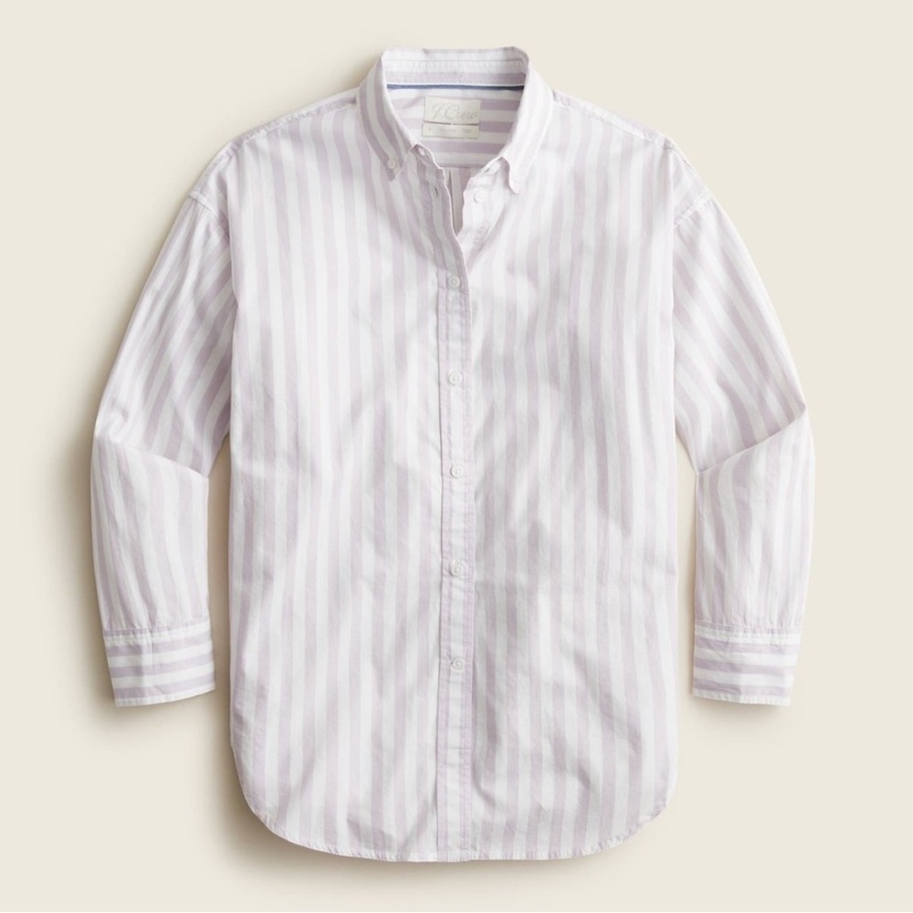 J.CREW Relaxed-fit washed cotton poplin shirt in bold stripe Ashen Quartz BG295